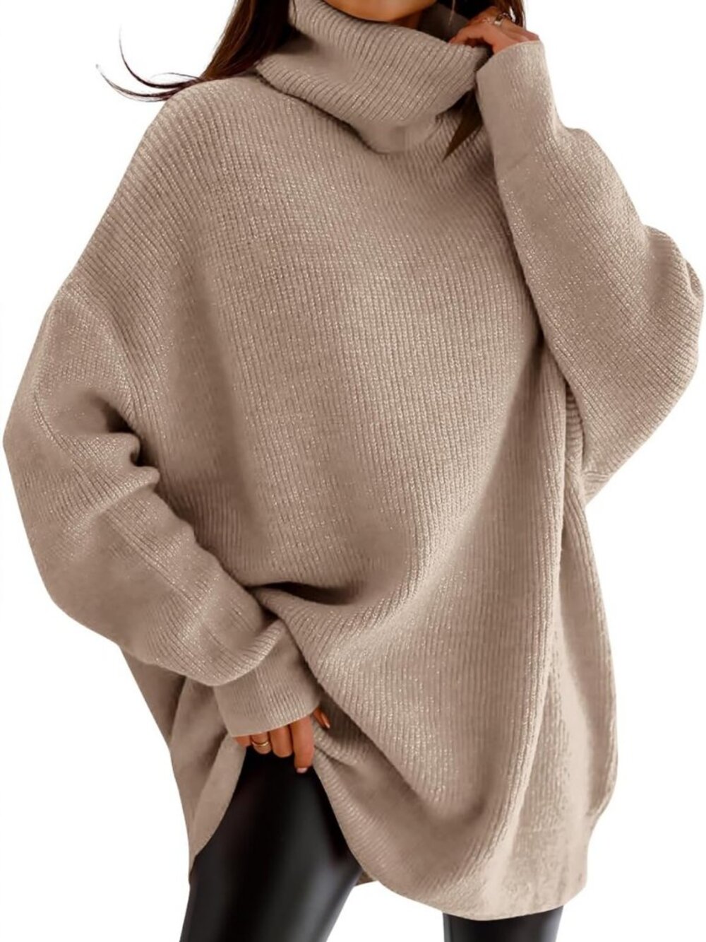Oversized Turtleneck Chunky Sweater | Batwing Pullover Knit Jumper Top for Fall